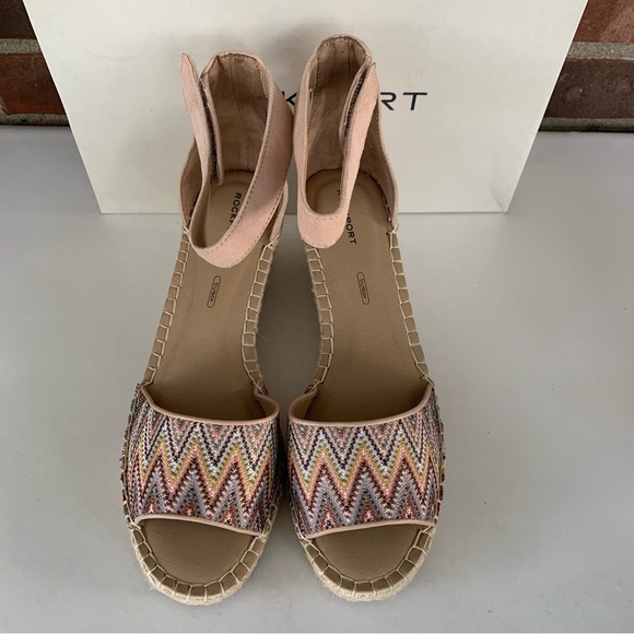 Rockport Womens Marah taupe Ankle Strap wedge espadrille sandals US 10 M - Picture 3 of 8